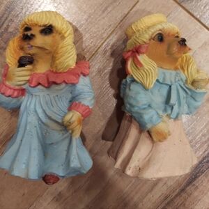 Vintage Poodle Dresses & Bows Dog Figurine Resin Multicolor Gift Decoration 3.5"